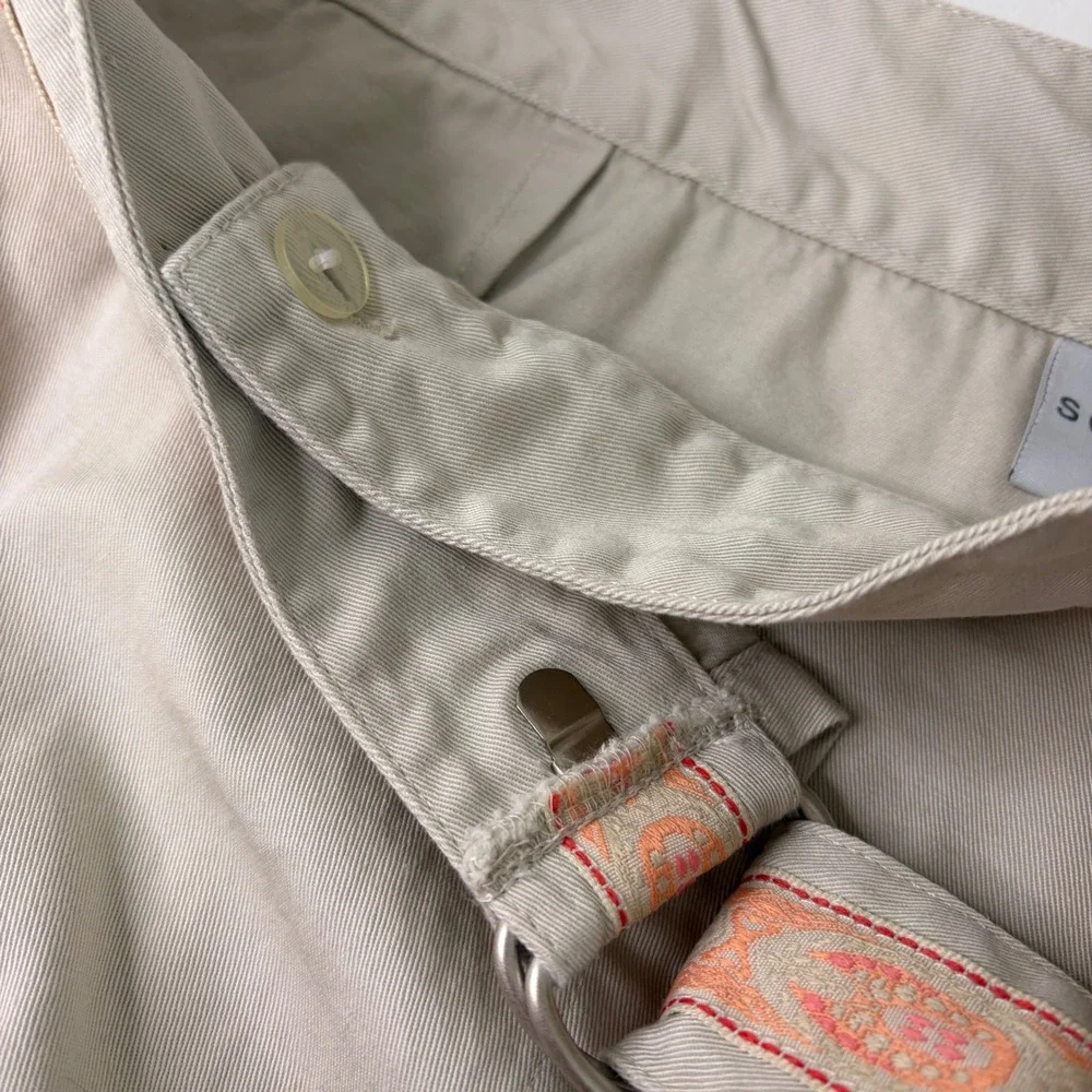 Sonoma Skort Women 16 Stone Beige Embroidered Trim Wrap Front Cotton